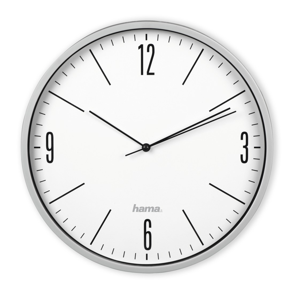 HAMA 186444  Elegante, nástenné hodiny, priemer 30 cm, tichý chod, šedé