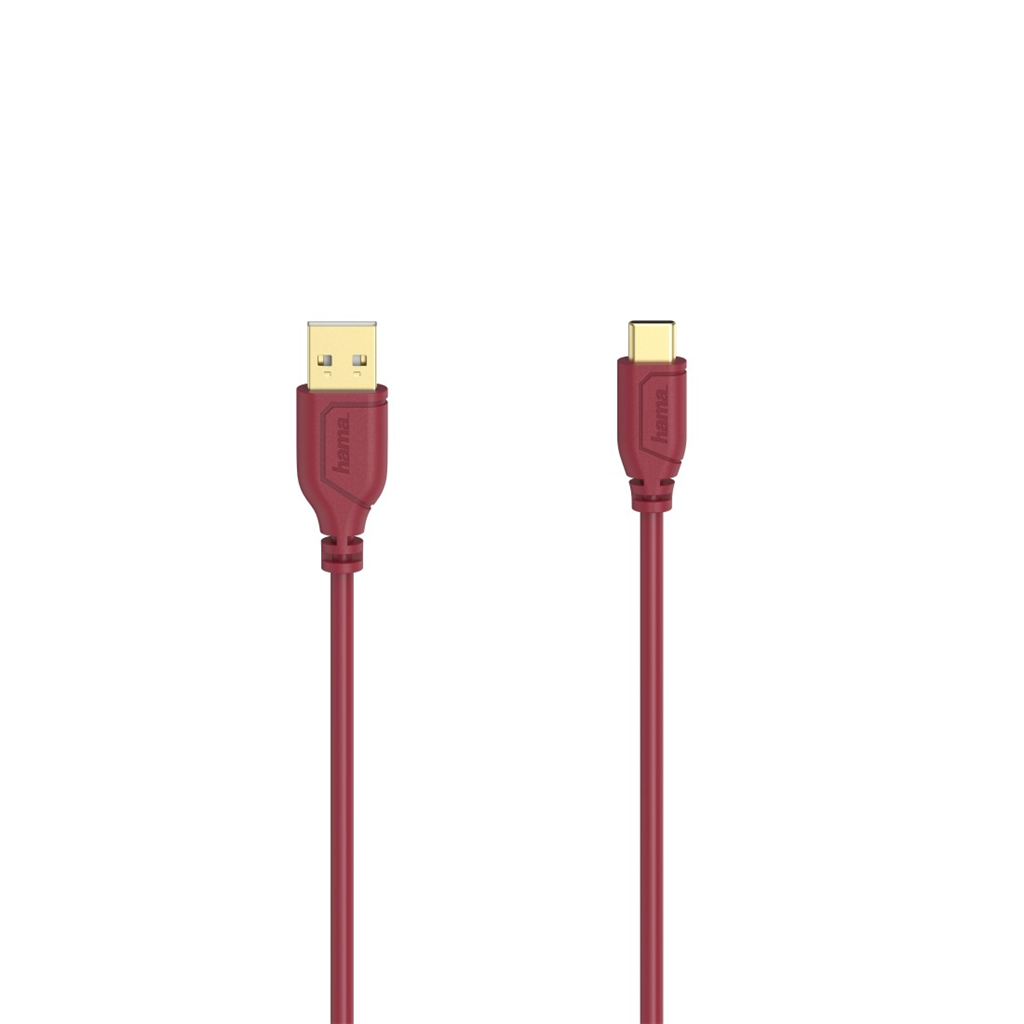 HAMA 200636  USB-C 2.0 kábel typ A-C 0,75 m, Flexi-Slim, červený