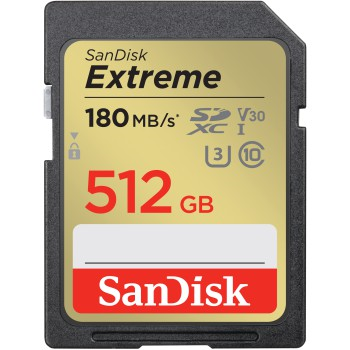 SanDisk 215419  Extreme 512 GB SDXC Memory Card 180 MB s and 130 MB s, UHS-I, Cl