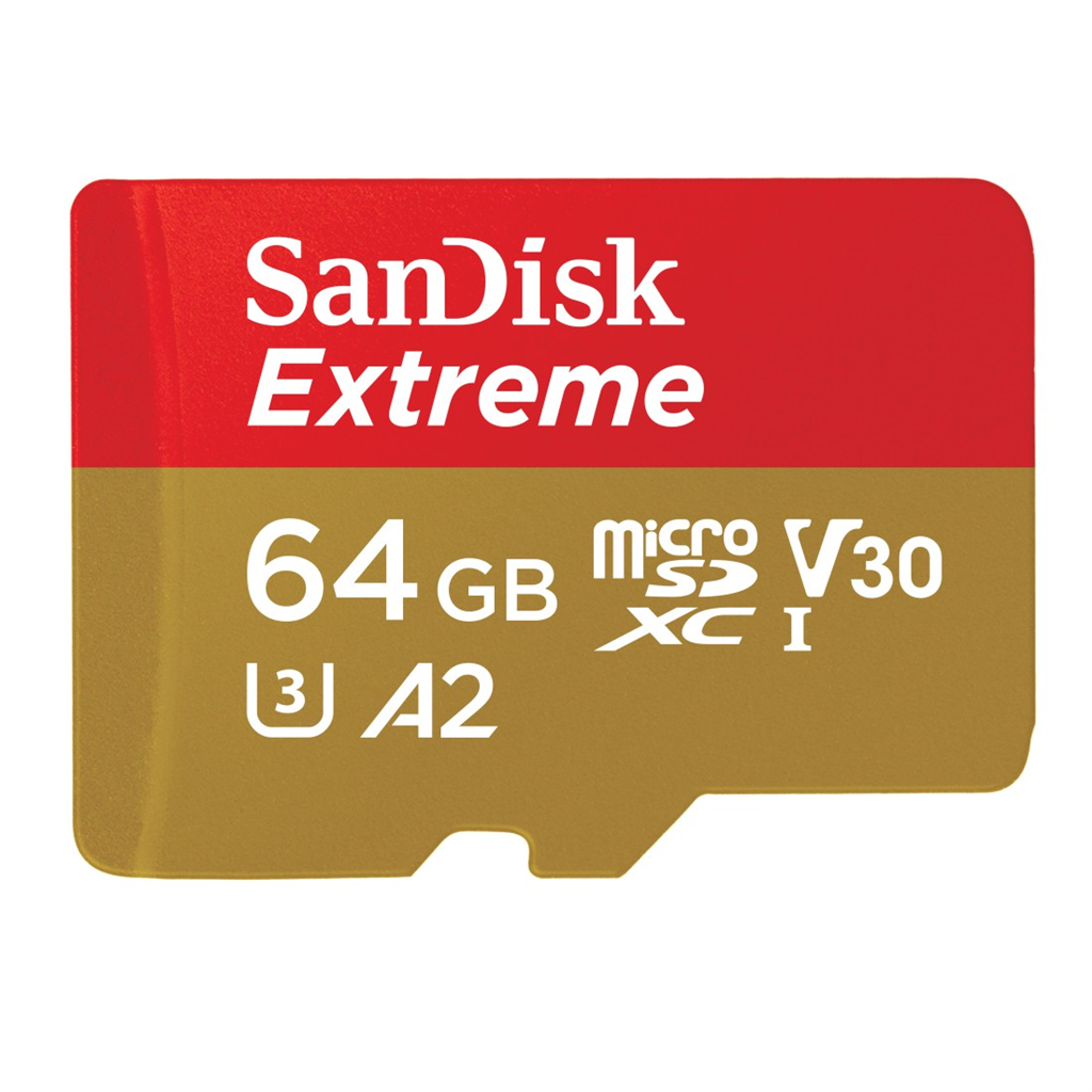 HAMA 121585 SanDisk Extreme microSDXC 64 GB + SD Adapter 170 MB s and 80 MB s A2
