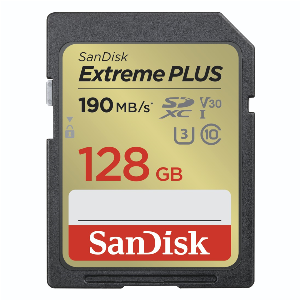 SanDisk 121593  Extreme PLUS 128 GB SDXC Memory Card 190 MB s and 90 MB s, UHS-I