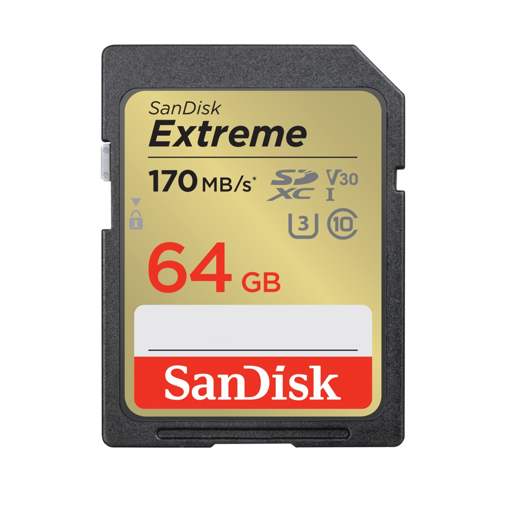 HAMA 121579 SanDisk Extreme 64 GB SDXC Memory Card 170 MB s and 80 MB s, UHS-I,
