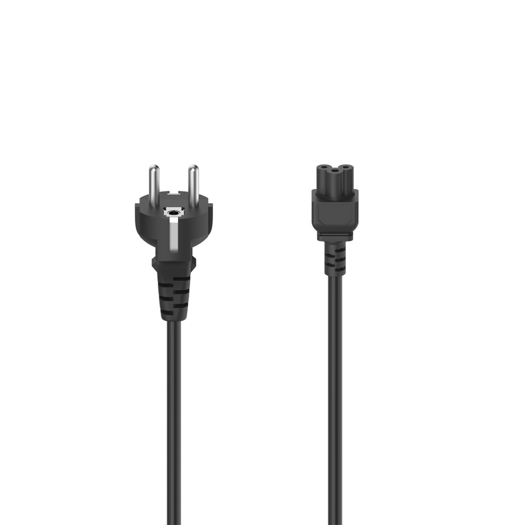 HAMA 200735 Mains Cable, Plug with Earth Contact - 3-Pin Socket (Cloverleaf), 1.