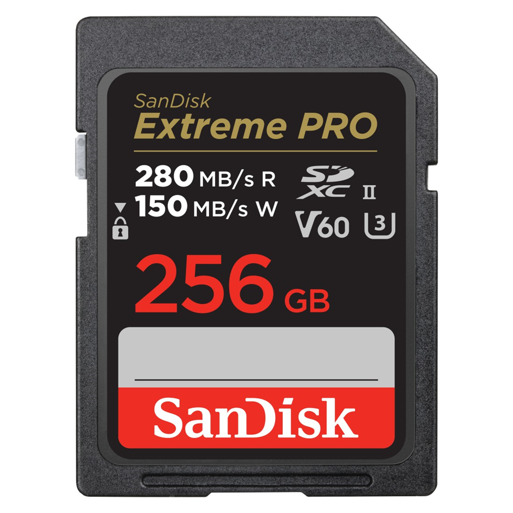 SanDisk 215493  Extreme PRO 256 GB V60 UHS-II SD cards, 280 150 MB s,V60,C10,UHS