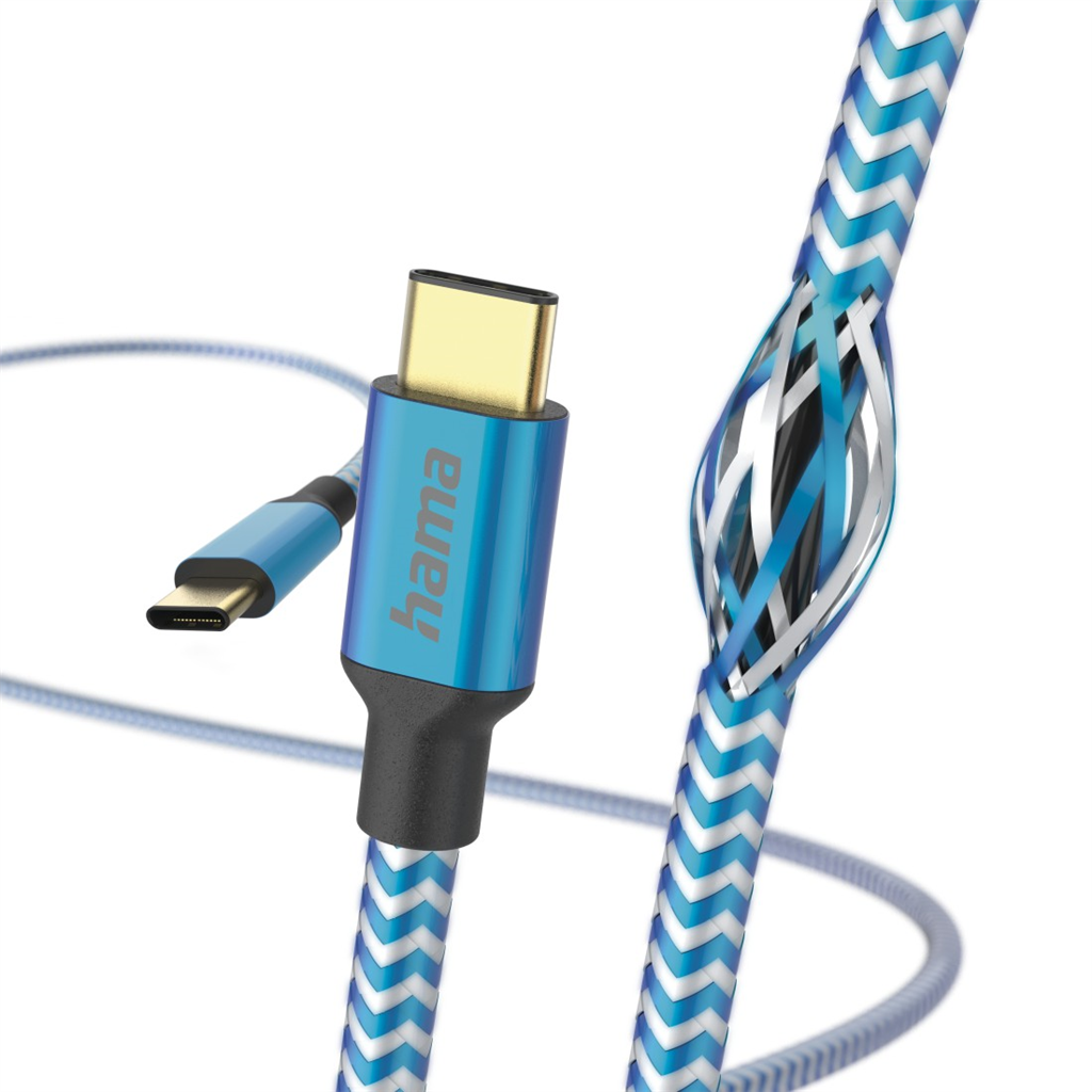 HAMA 201557  kábel Reflective USB-C 2.0 typ C-C 1,5 m, modrý