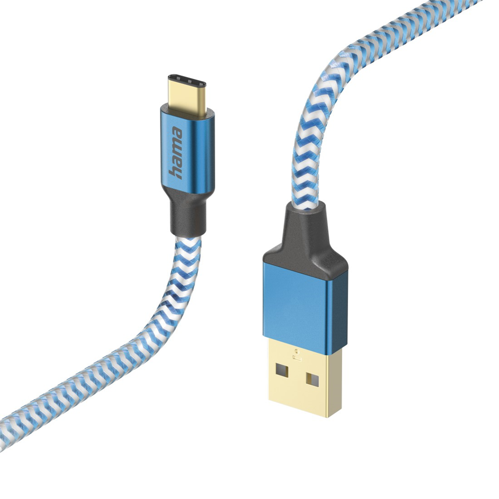 HAMA 201558  kábel Reflective USB-C 2.0 typ A-C 1,5 m, modrý