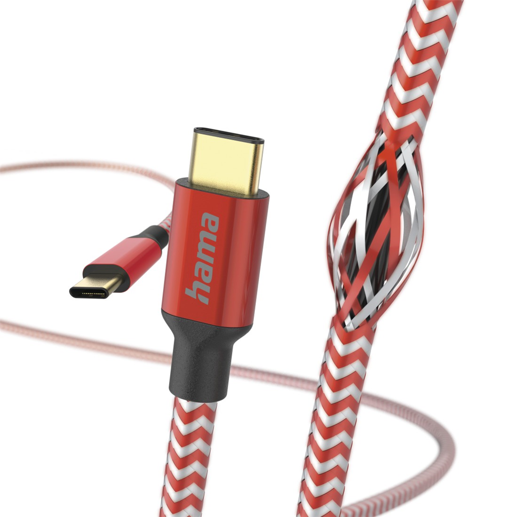 HAMA 201560  kábel Reflective USB-C 2.0 typ C-C 1,5 m, červený