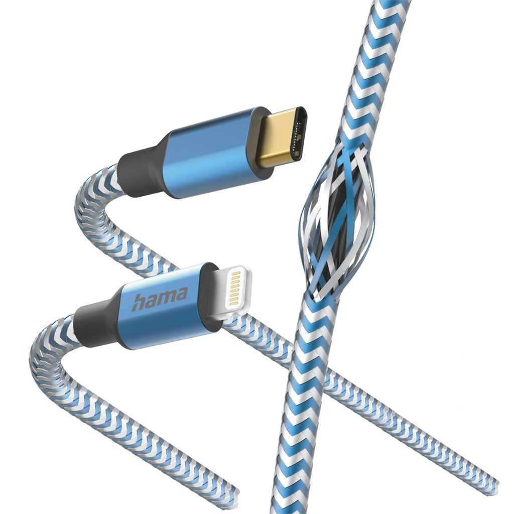 HAMA 201561  MFi USB-C Lightning kábel Reflective pre Apple, 1,5 m, modrý
