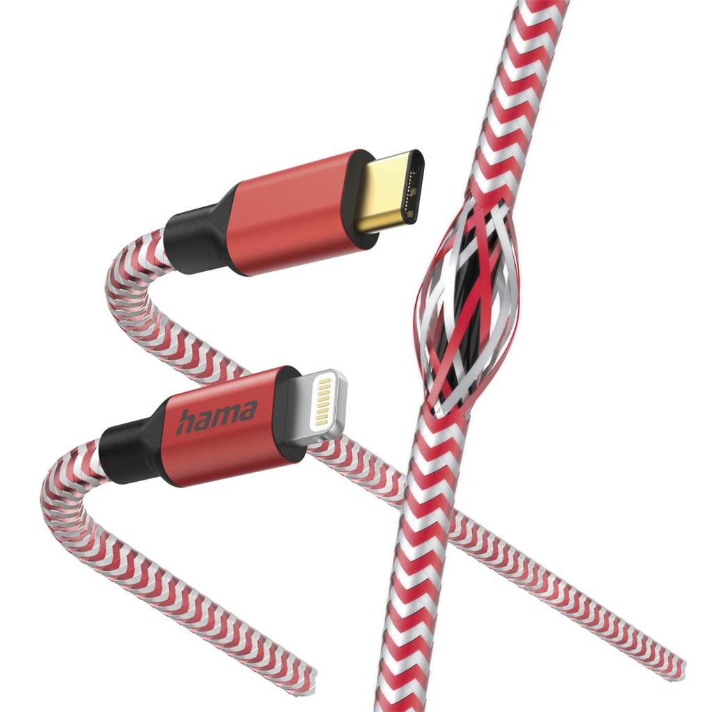 HAMA 201562  MFi USB-C Lightning kábel Reflective pro Apple, 1,5 m, červený