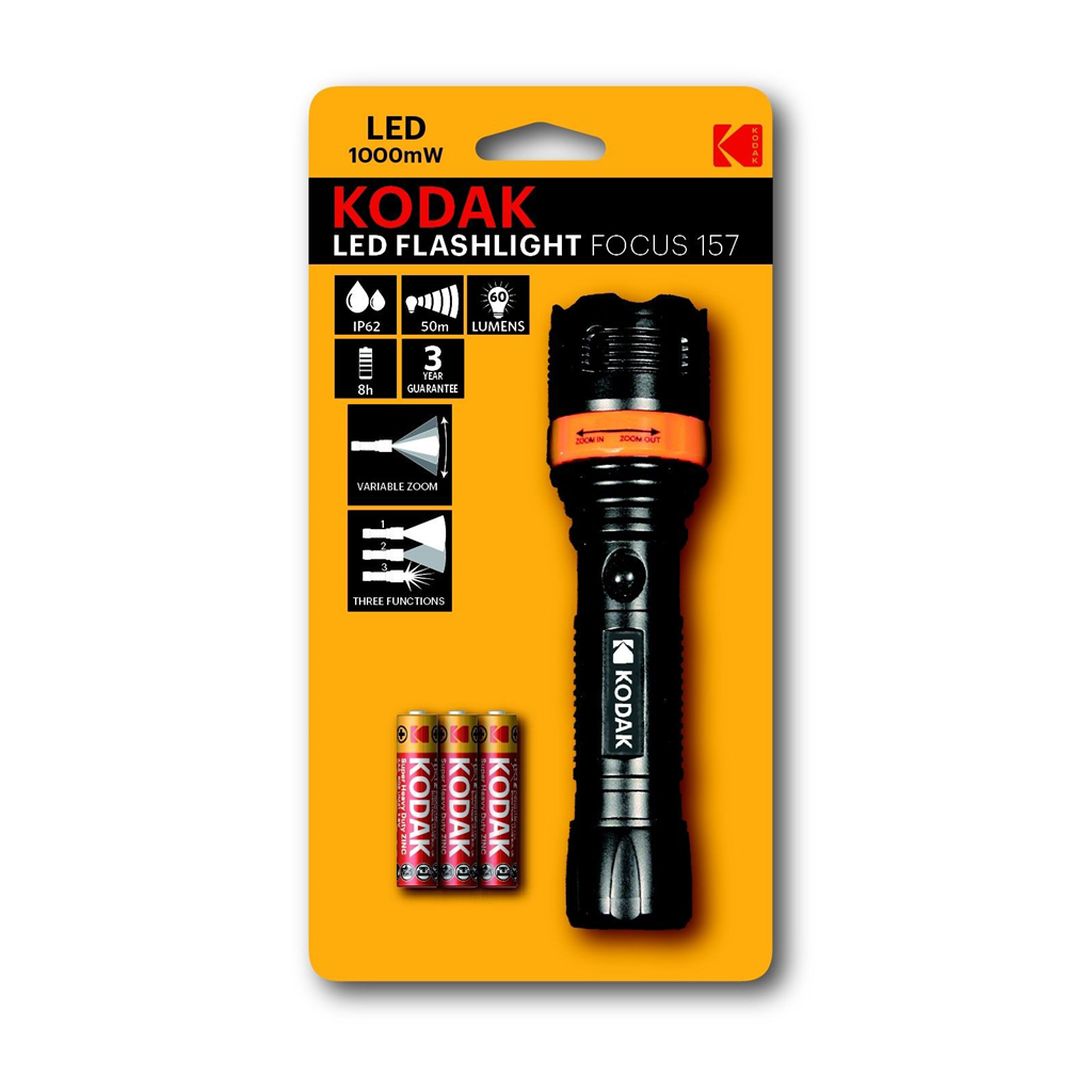 Kodak 227251  LED baterka Focus 157 Flashlight + 3x AAA Extra Heavy Duty