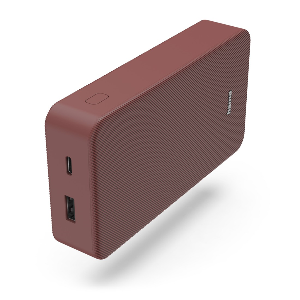 HAMA 201717  Colour 20, powerbanka 20000 mAh, 3 A, výstup: USB-C, USB-A, červená